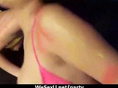 Horny euro exchange student starts an orgy in her hotel room 1