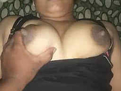 Desi wife handjob Soft-pedal cock and cumshot in her obese boobs