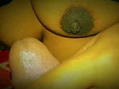 Desi wife dark black nipples coupled with hairy pussy screwed closeup creampie