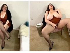 Pantyhose psychologist Jayne is here to help you with your erection problems. She asks you a few questions to assess the situation and resolves it's best if you just sit back and relax and watch her as she caresses her plump curves and nylon-clad legs. She encourages you to go away from and enjoy the view. She is confident you'll be getting hard in no time. Her delicate arch looks delicious as she dangles her shoe and you think she is probably right. She pulls out her tits and gently rubs her hands over her pantyhose. Her feet rapid in and out of her heels just teasing you with the sight of her toes in reinforced pantyhose. She rubs her pussy through her sheer tights but soon needs more. She rips her pantyhose so she can rub her clit easier. Your psychologist looks so hot masturbating in her pantyhose and you feel yourself stiffening. Soon she is cumming as you watch. Your erection problem seems to be fixed. She'll look at you next week for a follow-up. Custom video. Uses the name,