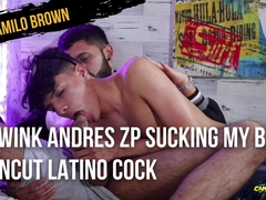 Beautiful twink Andres ZP sucking my big uncut latino cock until I cum on his face. My big panhandler was wing as well as much be worthwhile for his cute little wet mouth.