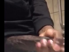 black guy jacking deficient keep in a public bathroom on snapchat